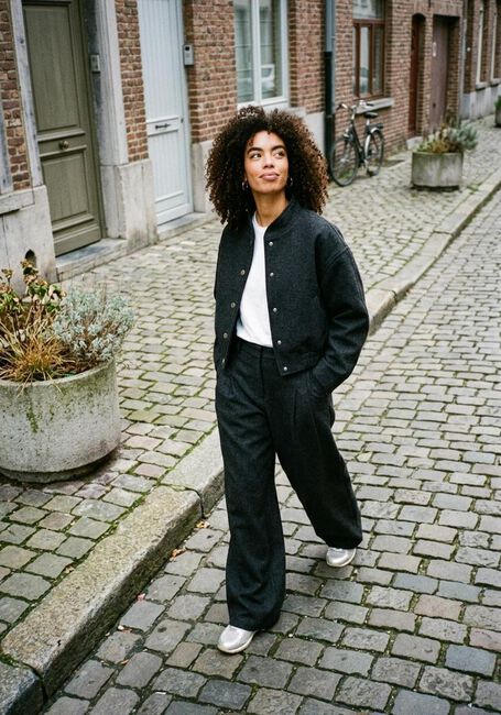Dunkelgrau MSCH COPENHAGEN Weite Hose MSCHSEBA HW PANTS - large