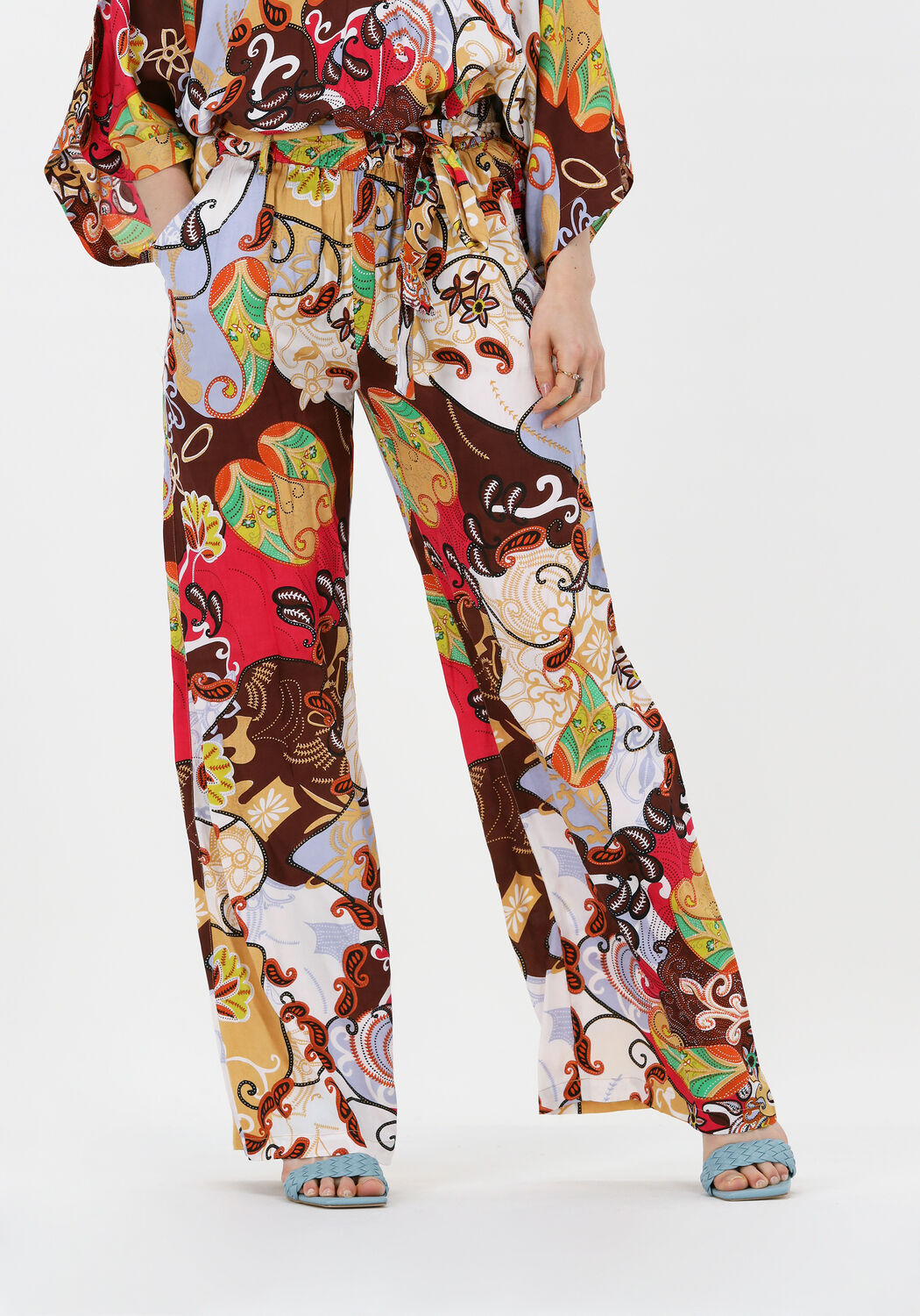 Mehrfarbige/Bunte SUMMUM Weite Hose TROUSER FESTIVAL PRINT ON VISCOSE SATIN  | Omoda