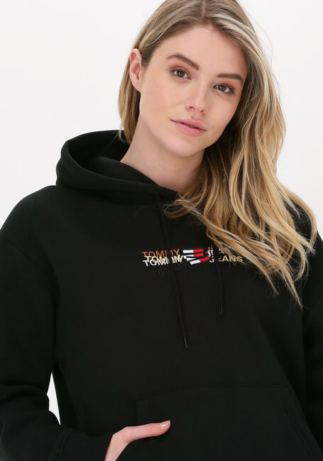 Schwarze TOMMY JEANS Sweatshirt TJW RLXD LINEAR OVERLAY HOODIE - large