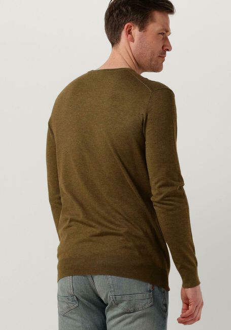 Khaki SCOTCH & SODA Pullover ESSENTIALS - ECOVERO VISCOSE-BLEND CREWNECK PULLOVER - large
