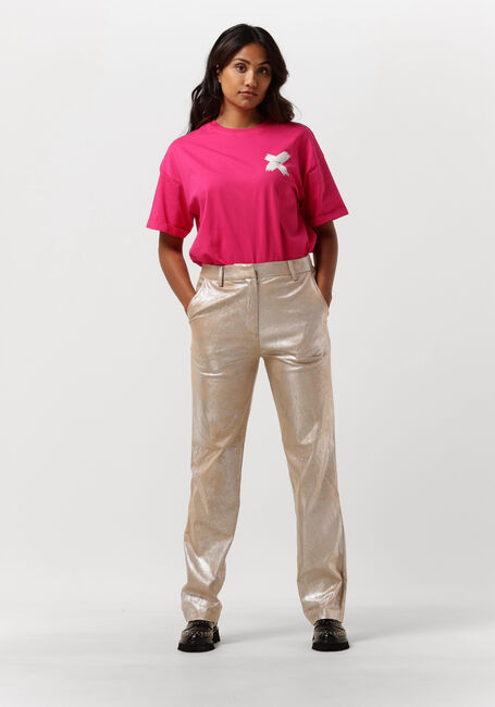 Silberne ALIX THE LABEL Hose LADIES WOVEN FAUX SUEDE STRAIGHT LEG PANTS - large