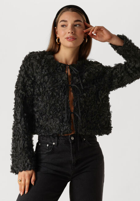 Schwarze Y.A.S. Strickjacke YASFLOWI LS JACKET - large