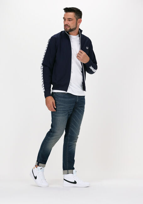 Blaue FRED PERRY Strickjacke TAPED TRACK JACKET - large