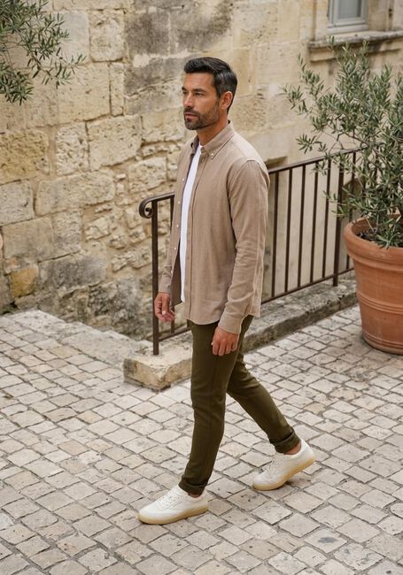 Beige LES DEUX Casual-Oberhemd DESERT REG SHIRT - large
