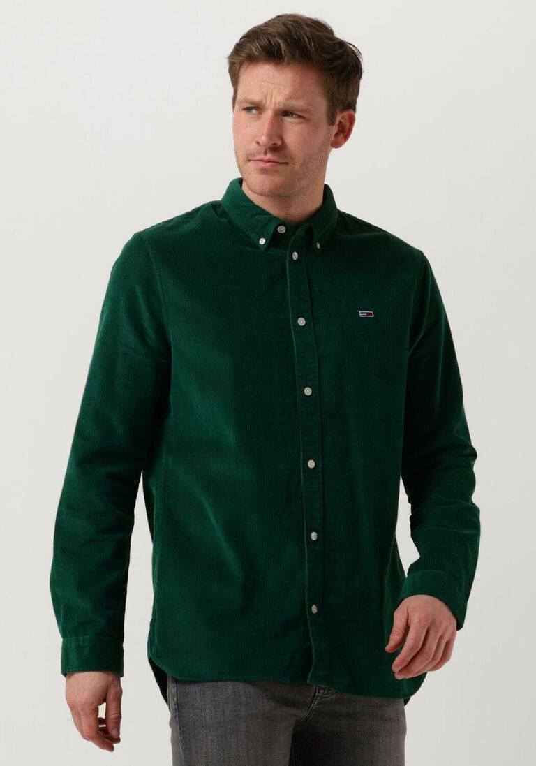 dunkelgrün tommy jeans casual-oberhemd tjm solid cord shirt