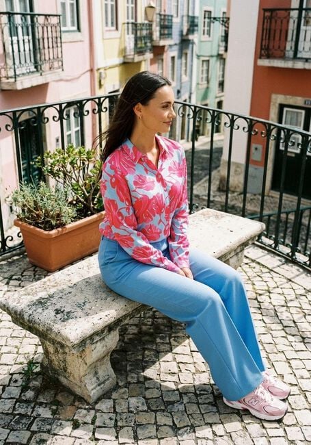 Mehrfarbige/Bunte POM AMSTERDAM Blusen BLOUSE MILA URBAN FLORA BLUE - large