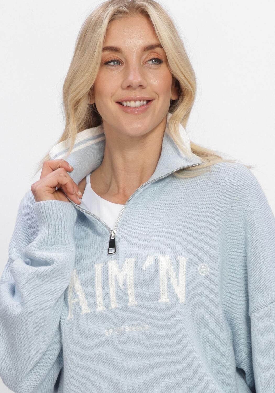 Hellblau AIM'N Pullover COLLEGE KNITTED HALF ZIP - large