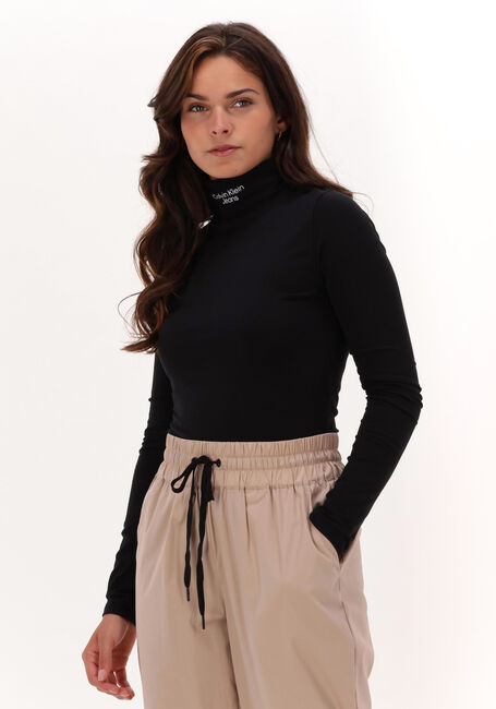 Schwarze CALVIN KLEIN Top STACKED LOGO LS ROLL NECK - large