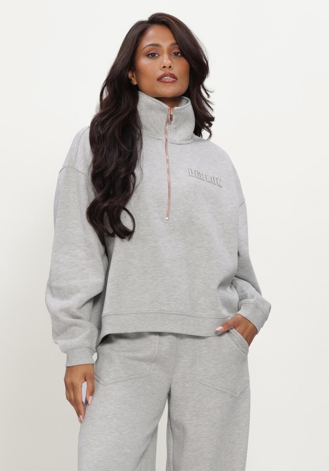 Graue DEBLON SPORTS Sweatshirt AISHA HALF ZIP SWEATER - large