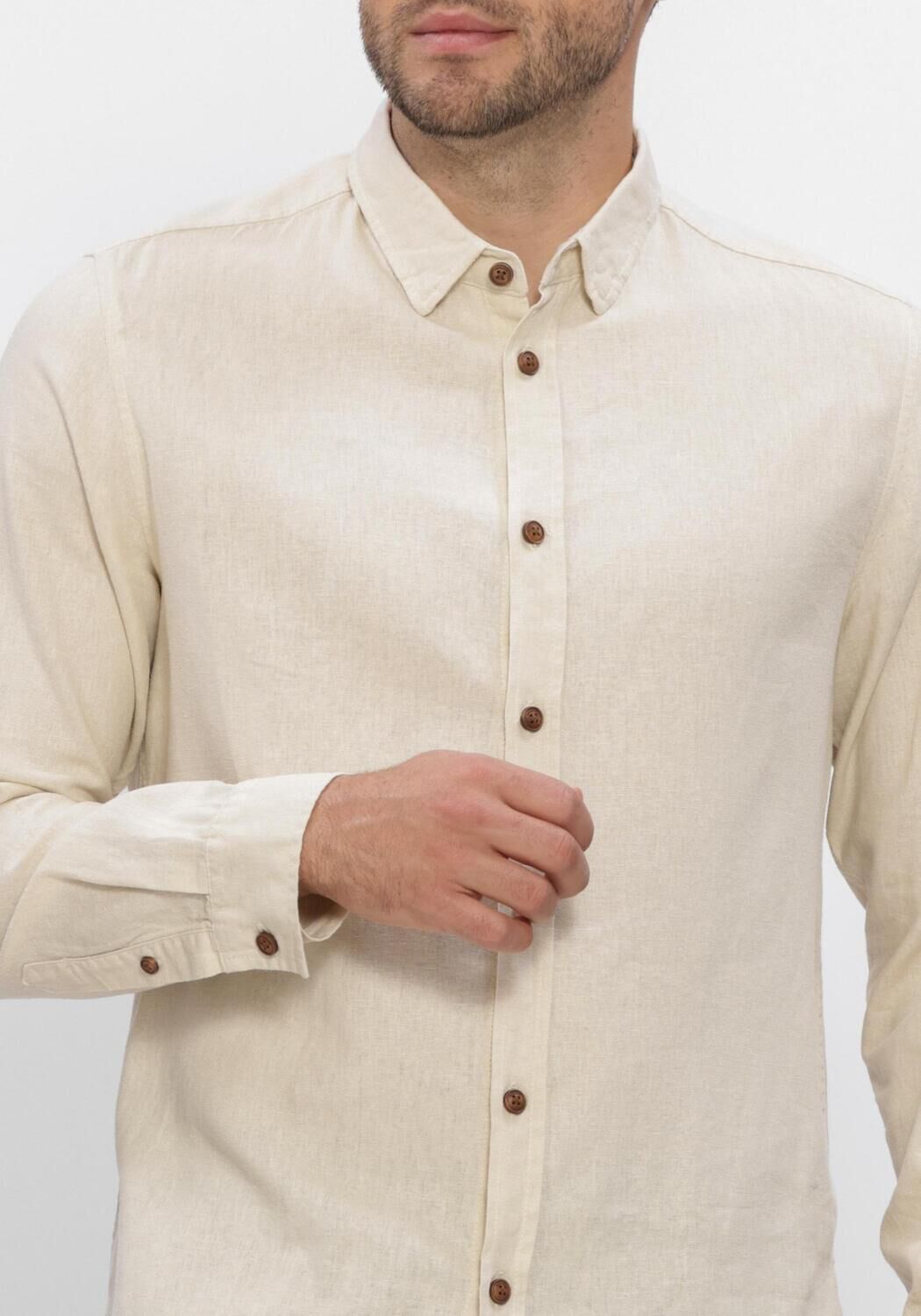 Beige ANERKJENDT Casual-Oberhemd AKLEIF COT/LINEN/VIS L/S SHIRT - large