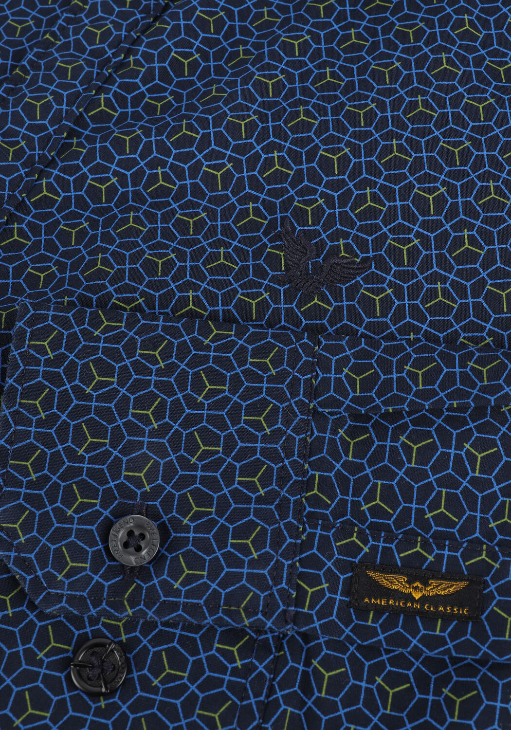 Dunkelblau PME LEGEND Klassisches Oberhemd LONG SLEEVE SHIRT PRINT FINE TWILL - large