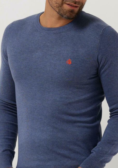 Blaue SCOTCH & SODA Pullover ESSENTIALS - ECOVERO VISCOSE-BLEND LOGO CREWNECK PULLOVER - large