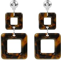 Braune MY JEWELLERY Ohrringe DOUBLE SQUARE EARRINGS - medium