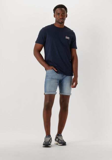 Blaue PURE PATH Kurze Hosen THE STEVE SKINNY FIT DENIM SHORTS - large