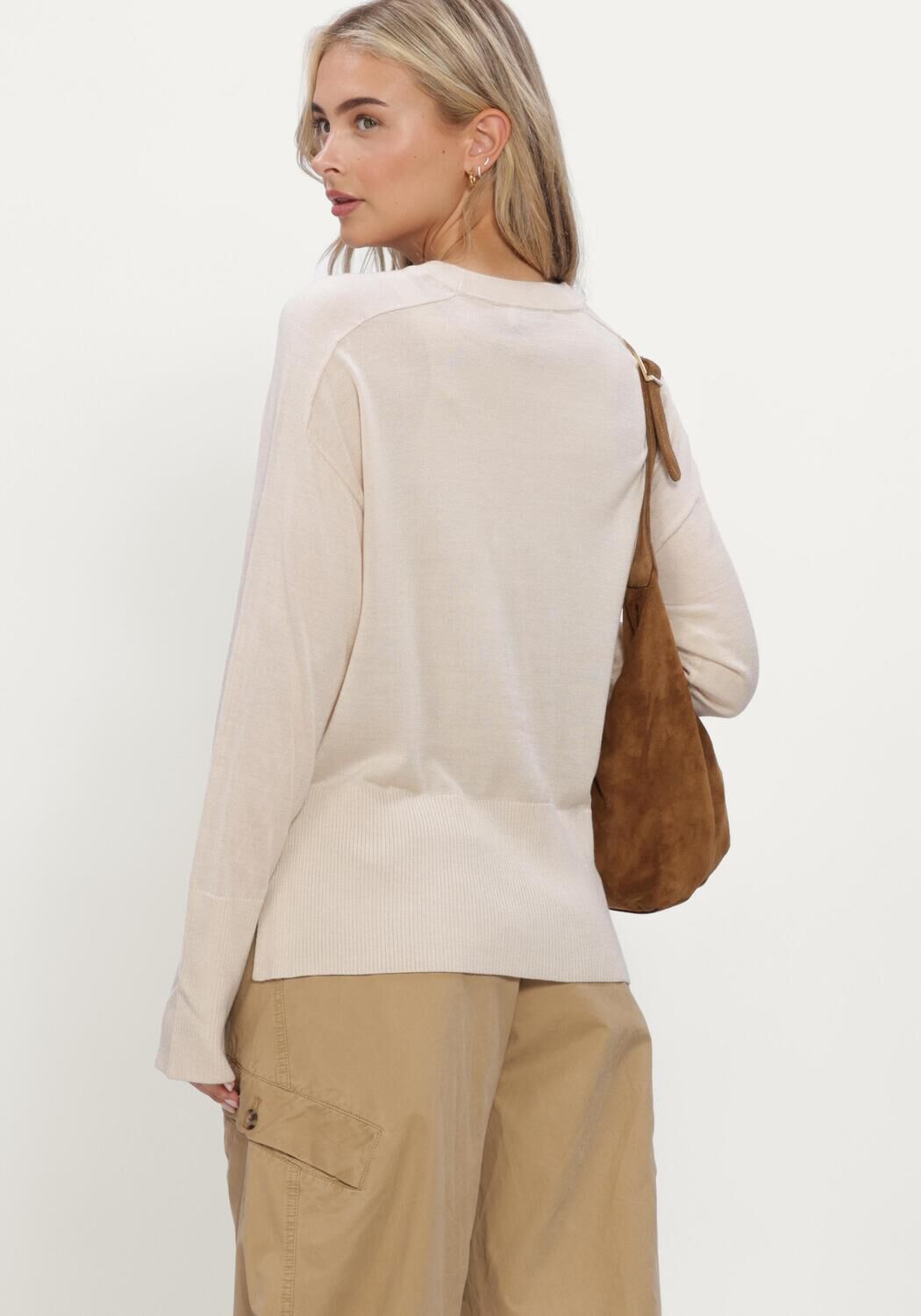 Beige RUBY TUESDAY Pullover VALLIE SOFT ROUND NECK PULLOVER HIGH BORDER - large