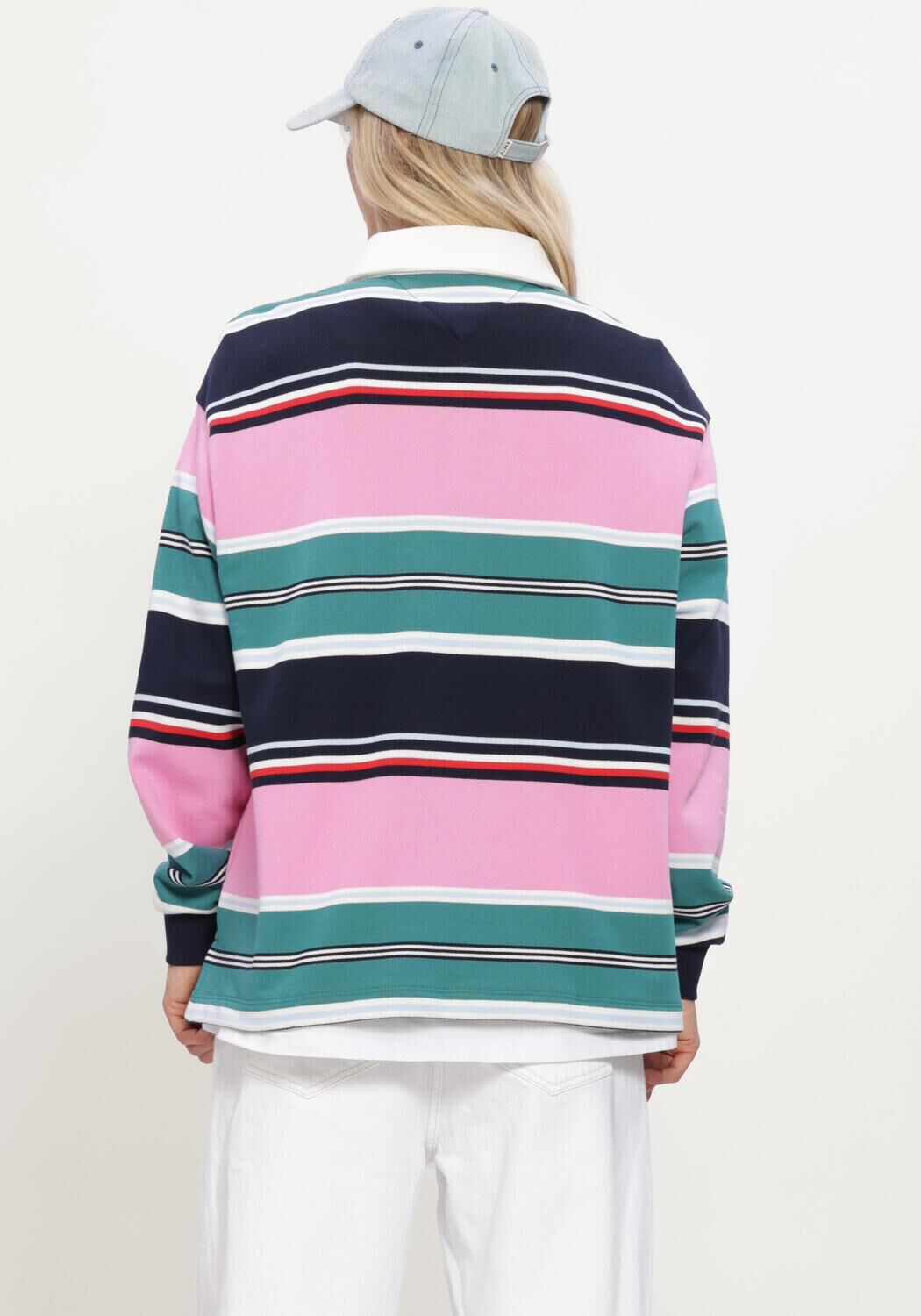 Mehrfarbige/Bunte TOMMY JEANS Pullover TJW RLX MULTI STRIPE RUGBY EXT - large
