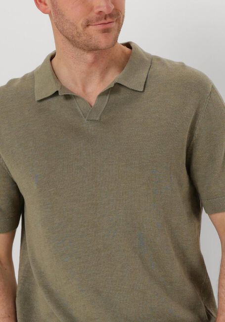 Olive SELECTED HOMME Polo-Shirt SLHMATTIS SS KNIT SUN OPEN POLO NOOS - large