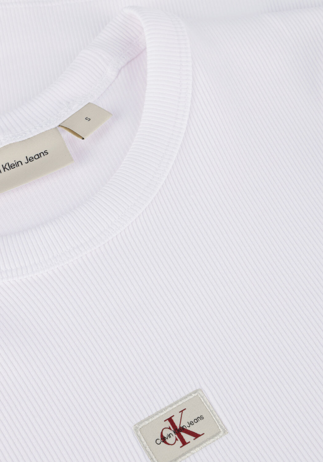 Wei&szlig;e CALVIN KLEIN T-shirt WOVEN LABEL RIB FITTED TEE - large