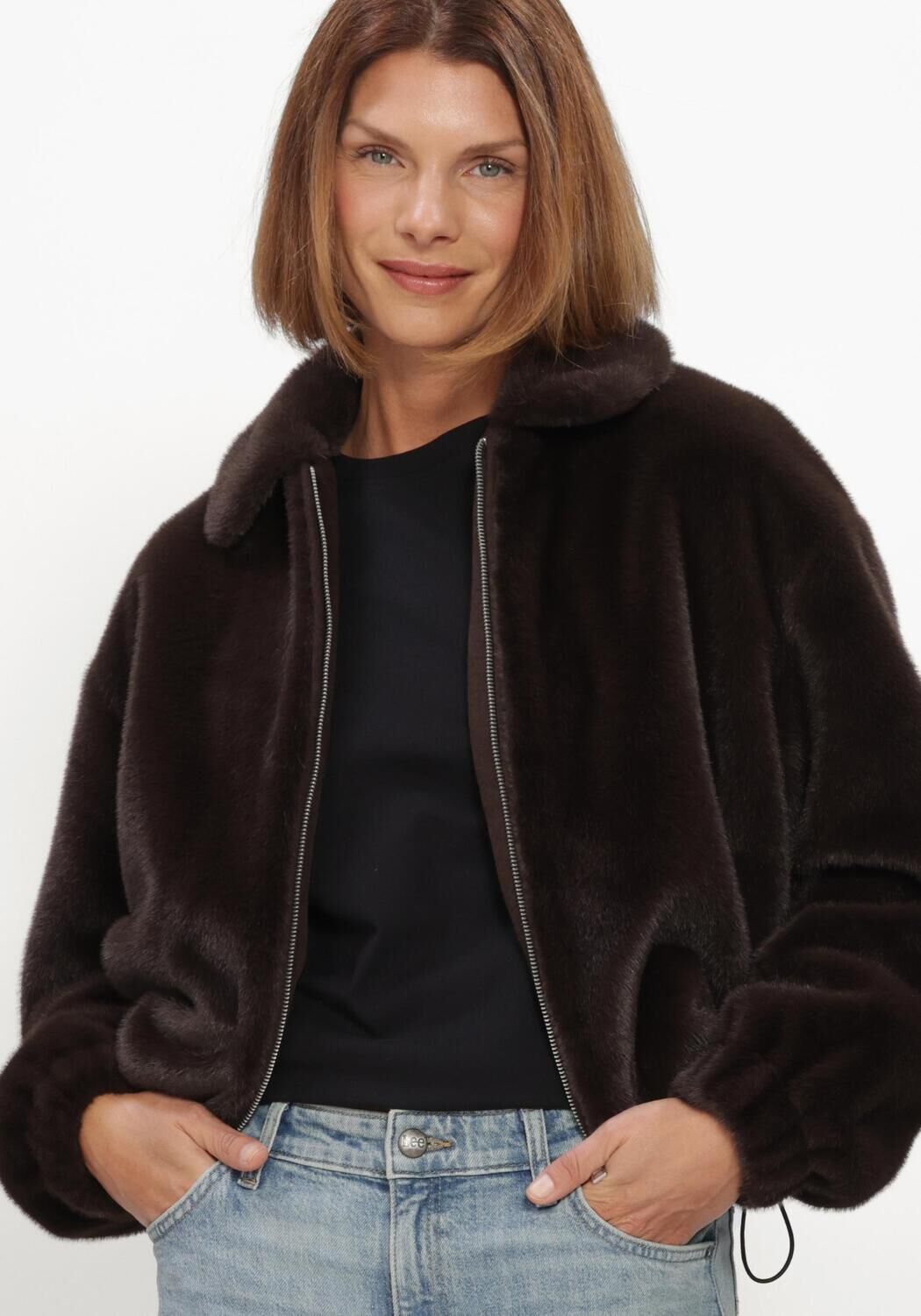 Braune WITHBLACK Fake-Fur-Jack WBLNOHR FAUX FUR JACKET - large
