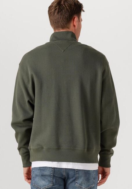 Grüne TOMMY JEANS Pullover TJM RLX WAFFLE SCRIPT QRTR ZIP - large