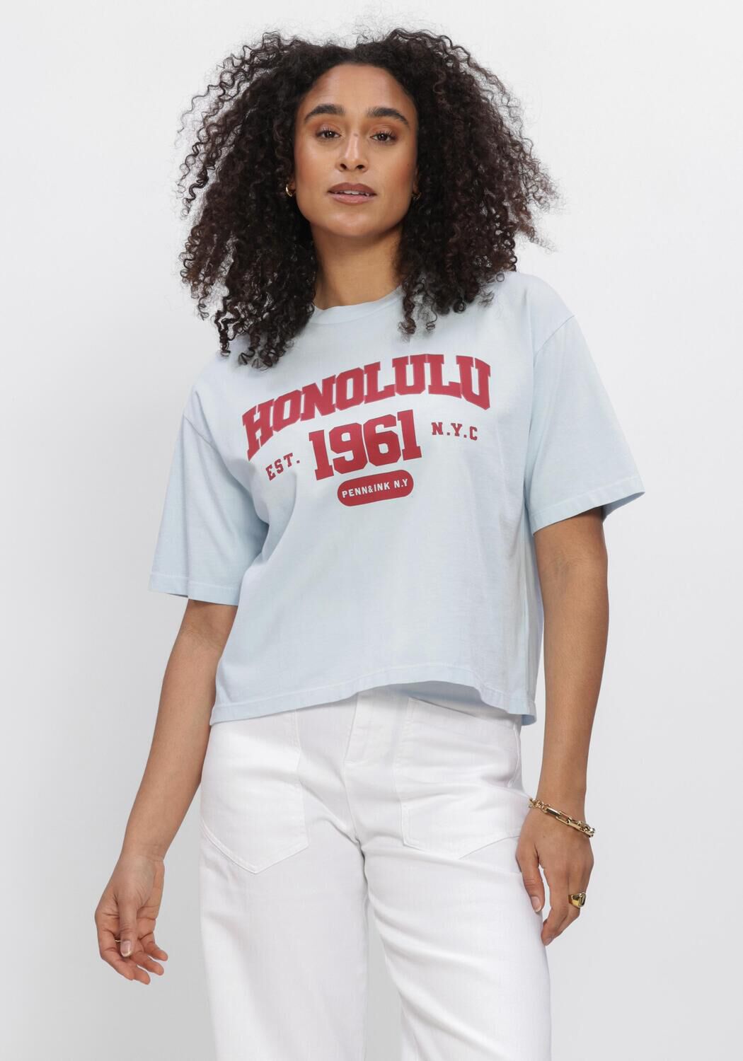 Blaue PENN & INK Blusen T-SHIRT PRINT - large