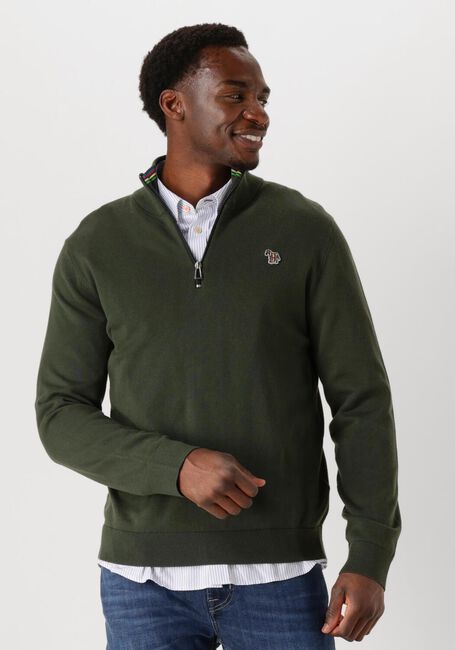 Grüne PS PAUL SMITH Pullover MENS SWEATER ZIP NECK ZEB BAD - large