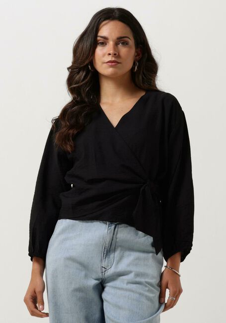 Schwarze MSCH COPENHAGEN Blusen MSCHAUDIA 3/4 WRAP TOP - large