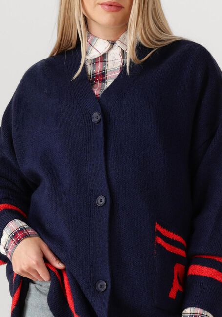 Dunkelblau ALIX THE LABEL Strickjacke LADIES KNITTED FLUFFY KNIT CARDIGAN - large