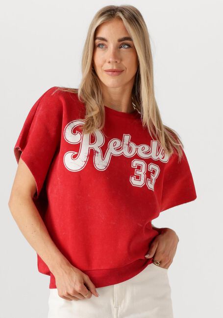 Rote COLOURFUL REBEL Pullover REBELS 33 ACID WASH DRPPD SHLDR SWEAT SS - large