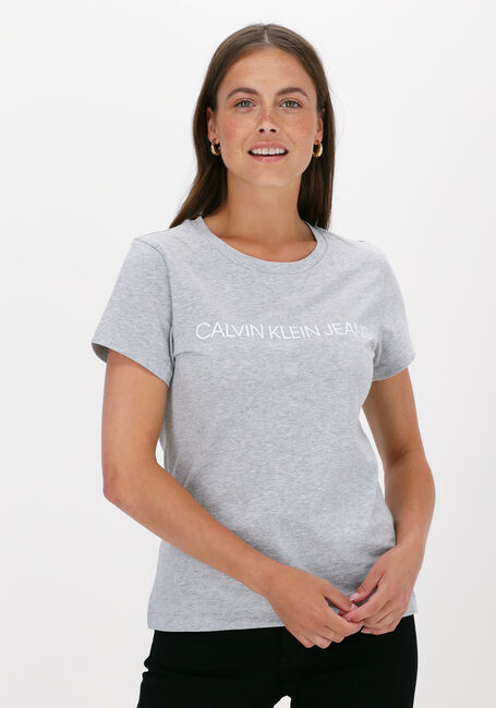 Graue CALVIN KLEIN T-shirt CORE INSTIT LOGO SLIM FIT TEE - large