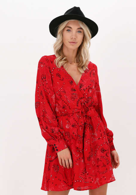 Rote ALIX THE LABEL Minikleid LADIES WOVEN ORNAMENT FAKE WRAP DRESS - large