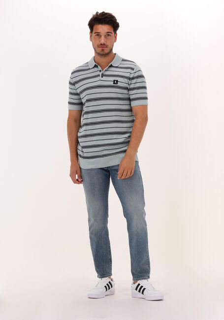 Hellblau KULTIVATE Polo-Shirt PL KONOS STRIPES - large