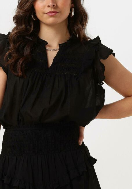 Schwarze NOTRE-V Top VOILE TOP SHORT SLEEVES - large