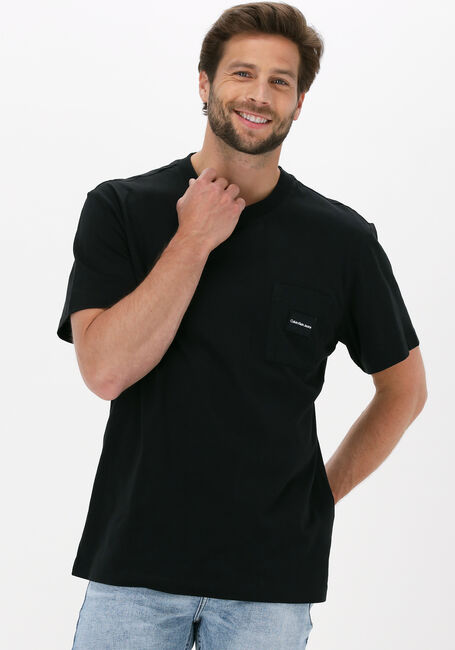Schwarze CALVIN KLEIN T-shirt MIX MEDIA MESH POCKET TEE - large