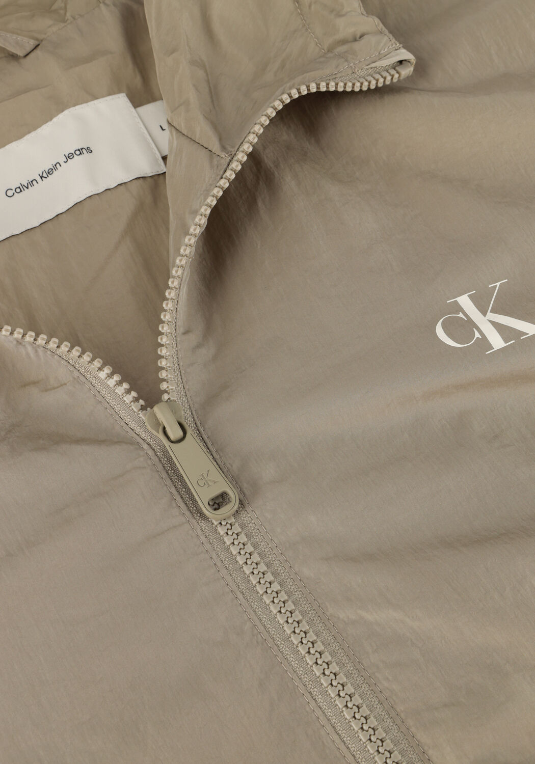 Khaki CALVIN KLEIN Jack NYLON HOODED WINDBREAKER - large