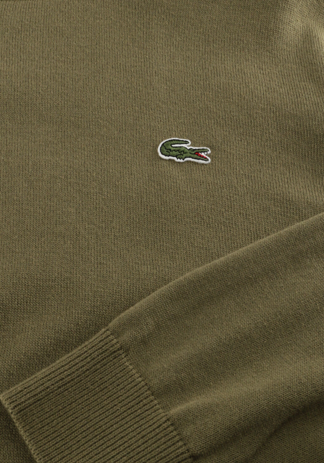 Khaki LACOSTE Pullover REGULAR FIT CREW NECK SWEATER - large