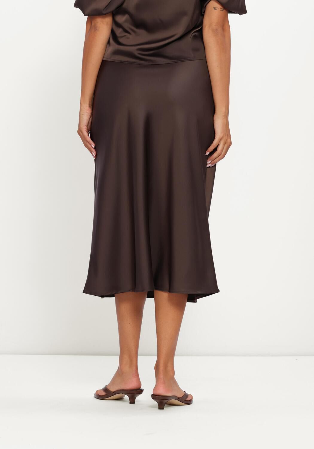Braune Y.A.S. Midirock YASPELLA HW MIDI SKIRT - large