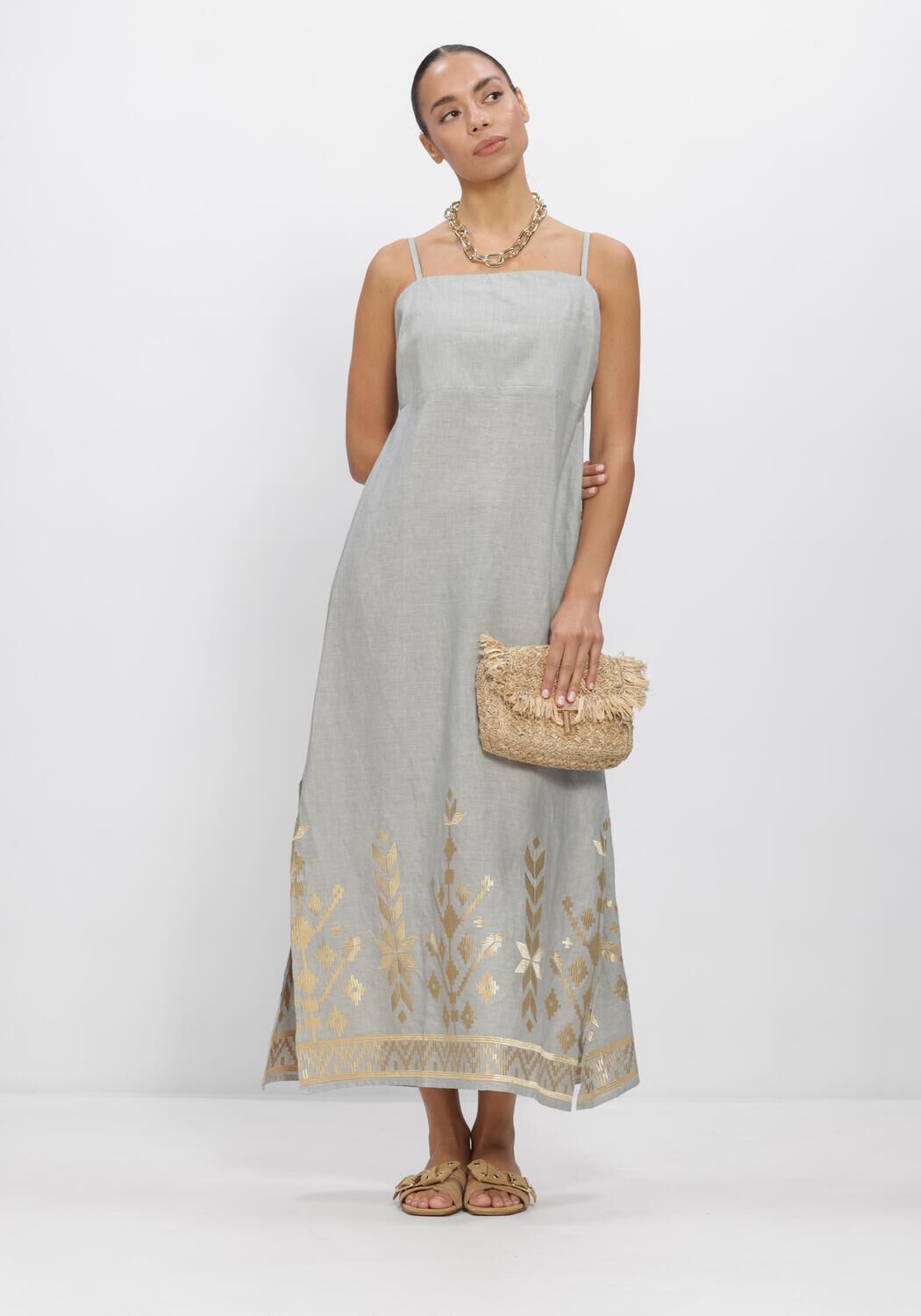Hellblau GREEK ARCHAIC KORI Maxikleid S26K-2043211 - large