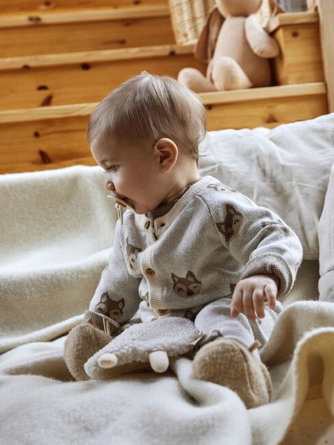 Beige LIL' ATELIER Strickjacke NBMLAMOE LS KNIT CARD LIL - large