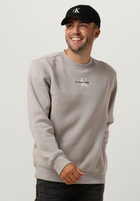 Graue CALVIN KLEIN Pullover MONOLOGO CREW NECK - large