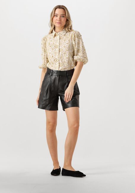 Schwarze CO'COUTURE Kurze Hose PHOEBECC LEATHER PLEAT SHORTS - large