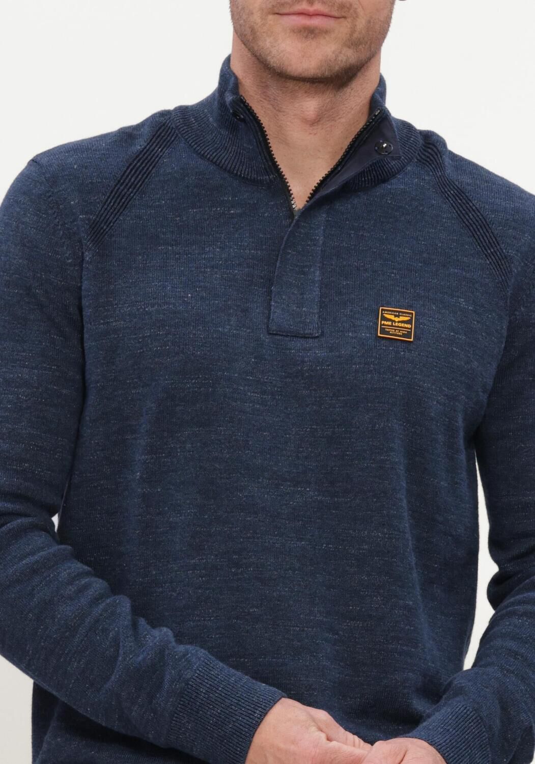 Dunkelblau PME LEGEND Pullover HALF ZIP COLLAR COTTON RIB - large