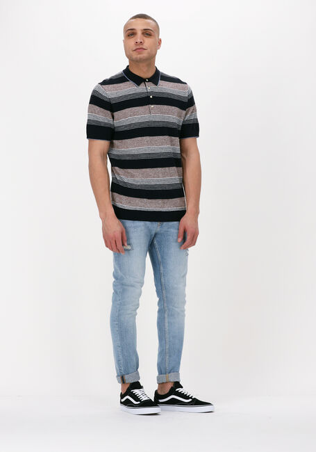 Schwarze SCOTCH & SODA Polo-Shirt KNITTED STRUCTURED LINEN-BLEND POLO - large