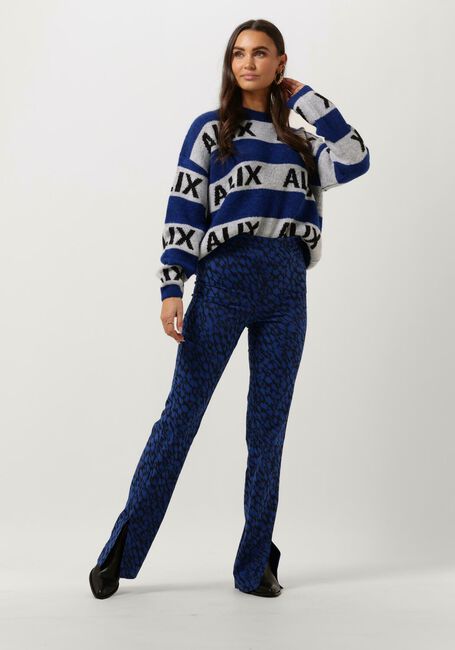 Blaue ALIX THE LABEL Schlaghose LADIES WOVEN SKETCHY ANIMAL FLARED PANTS - large