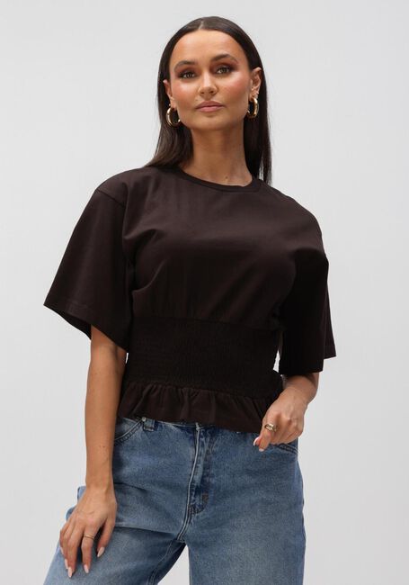 Braune NEO NOIR Tops & T-shirts DRAY BOXY SMOCK TEE - large