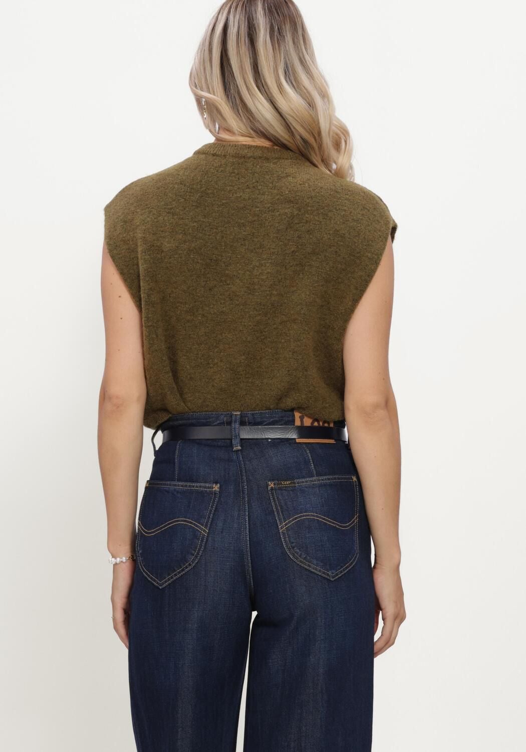 Olive SELECTED WOMEN Pullover SLWLULU SL KNIT VEST - large