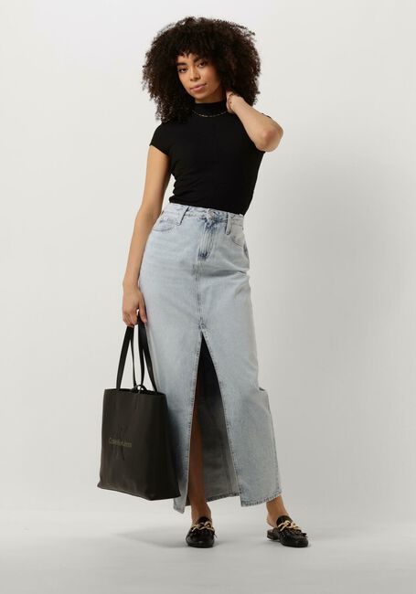 Schwarze CALVIN KLEIN Top SEAMING RIB SLIM TEE - large