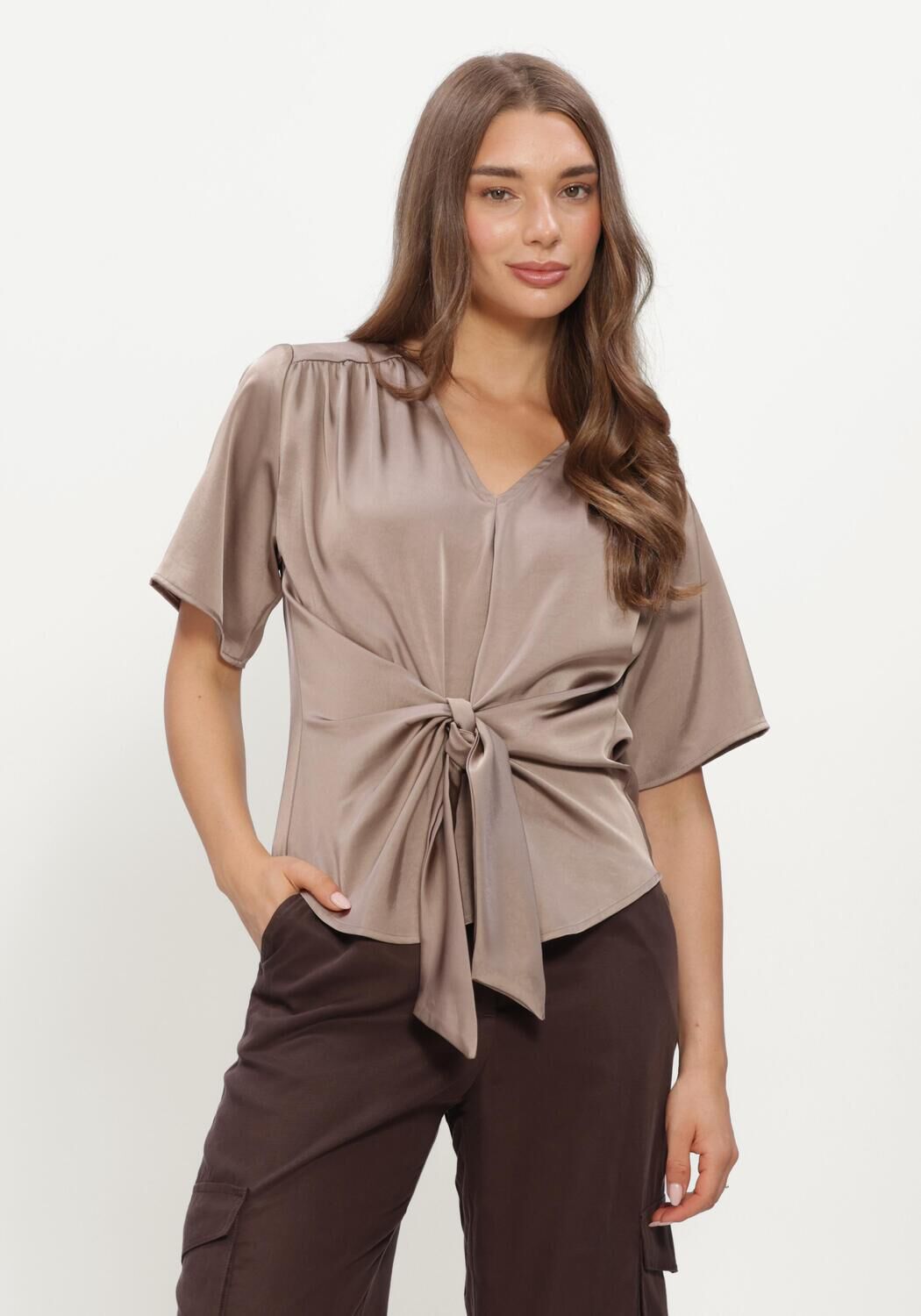 Taupe NEO NOIR Blusen CASADIA HEAVY SATEEN BLOUSE - large