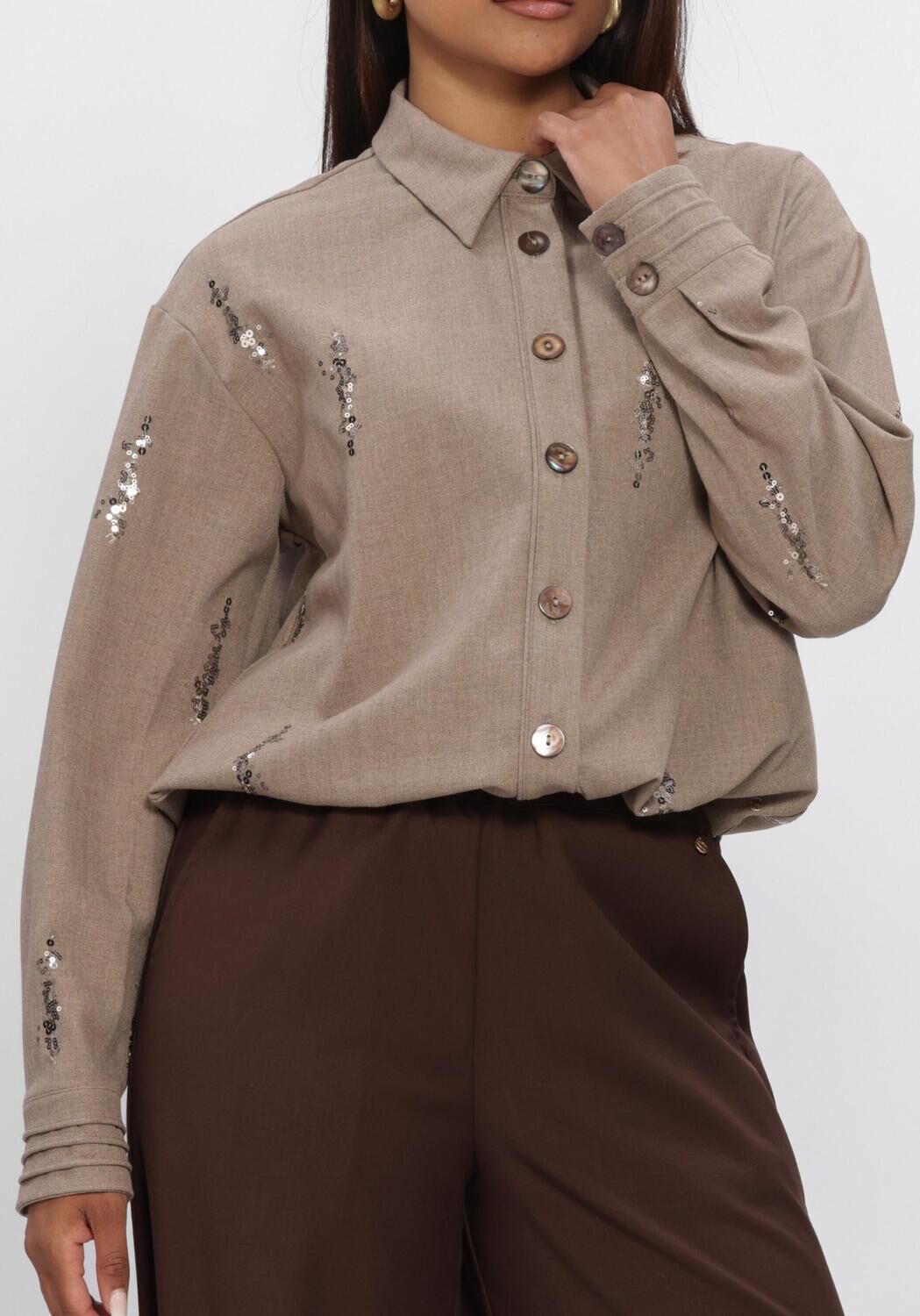 Beige NUKUS Blusen ANNELYNN BLOUSE PAILLET - large
