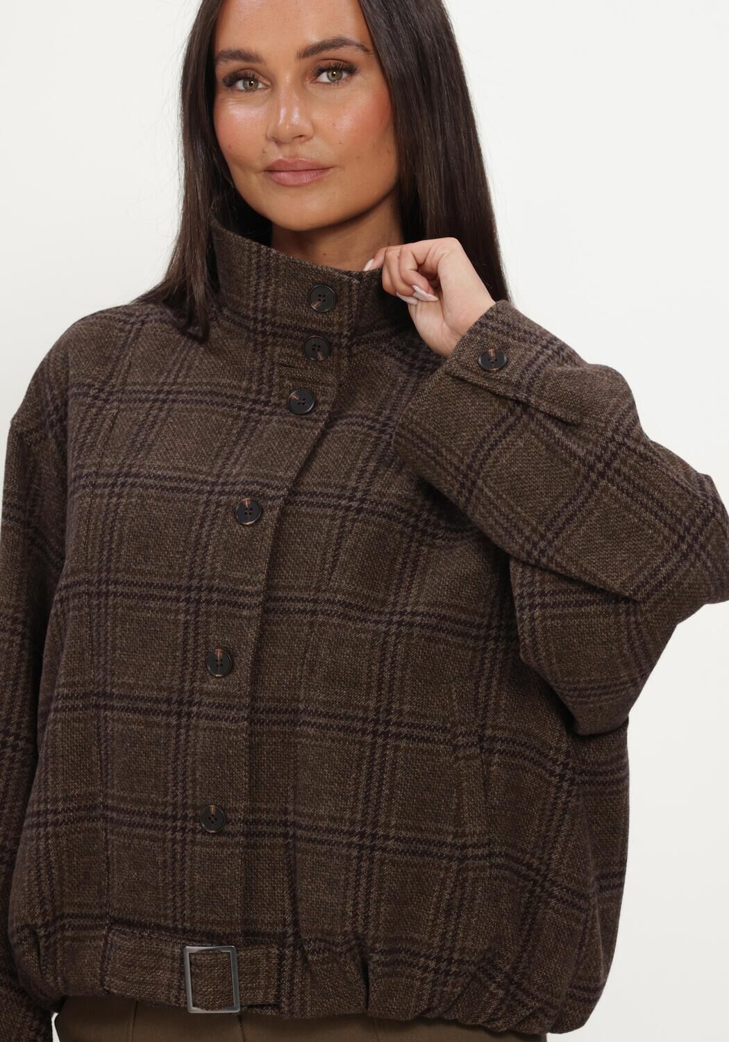 Braune CO'COUTURE Jack OLVACC CHECK BALLOON JACKET - large